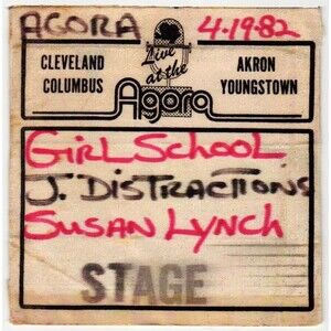 Vintage 1982 Girlschool Susan Lynch Concert Backstage Pass Cleveland OH